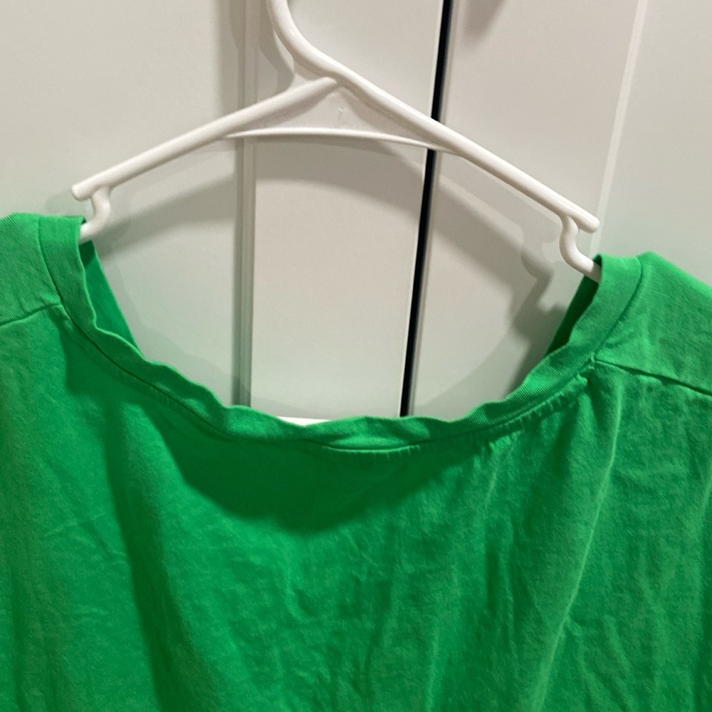 Zara Women’s Green Cropped Cotton V-Neck Short Sleeve Shirt Top - Picture 5 of 8